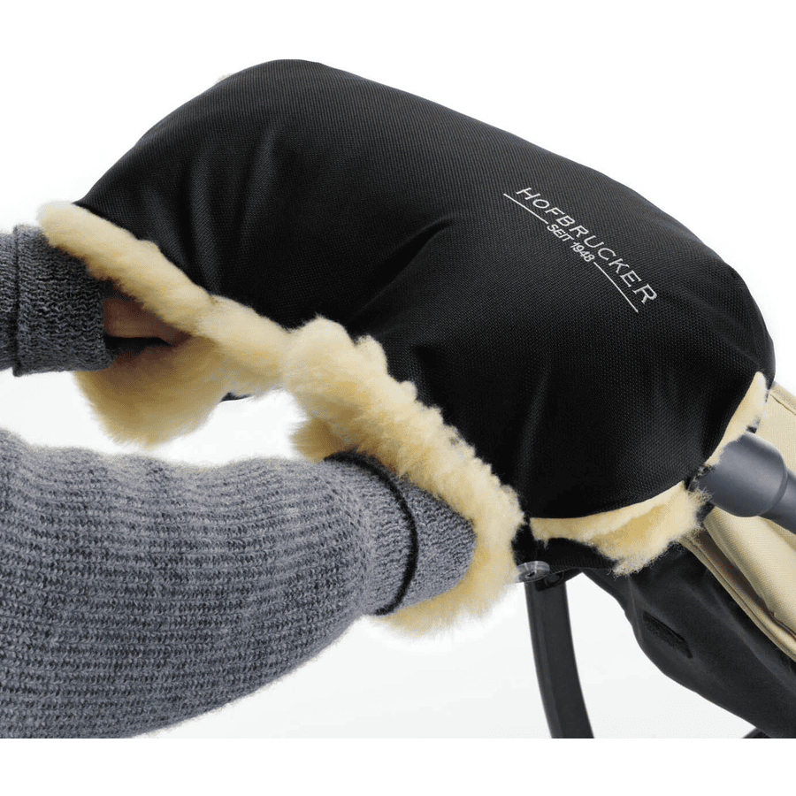 Hofbrucker Lamsvacht handwarmer voor kinderwagens Lamsvacht handwarmer zwart