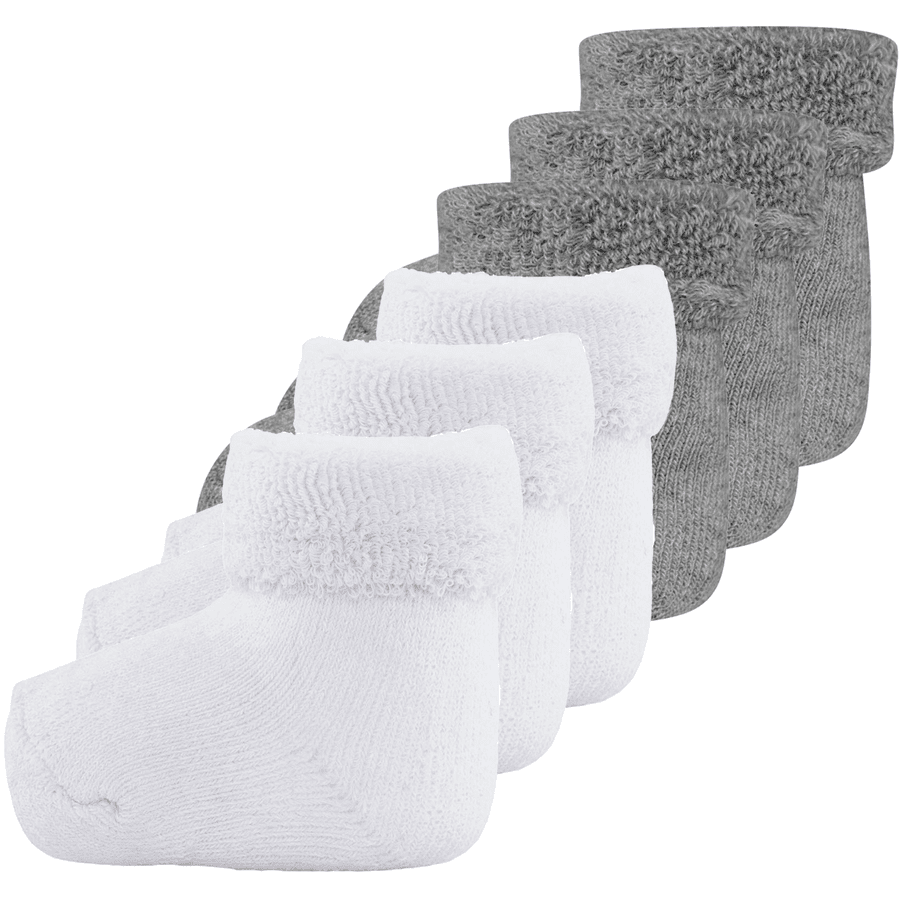 Ewers Første gangs sokker 6-pak Newborn Uni Grey/White