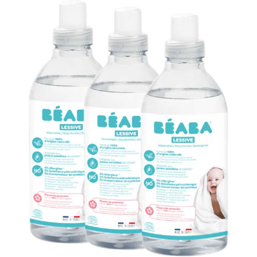 BEABA  ® Vaskemiddelsett med 3 stk. - uten parfyme - 3 x 1 liter  