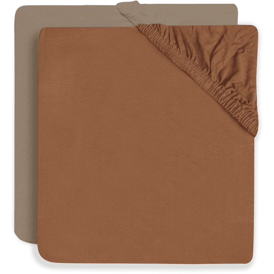 jollein Jersey Spannbettlaken 60x120cm 2-er Pack Caramel/Biscuit