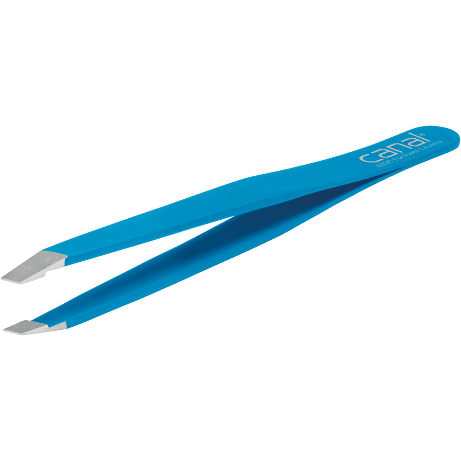 canal® hårpincett vinklet, blå rustfri 9 cm