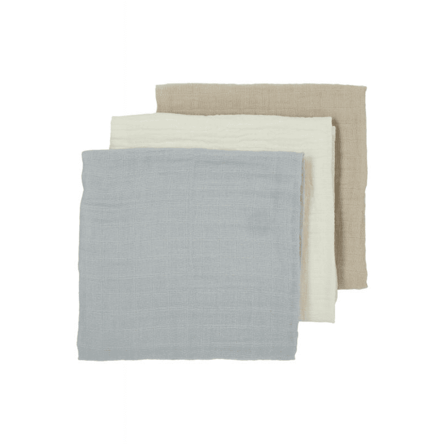 MEYCO Musslin musliinivaipat 3-pack Uni Off white / Light Grey/ Sand 
