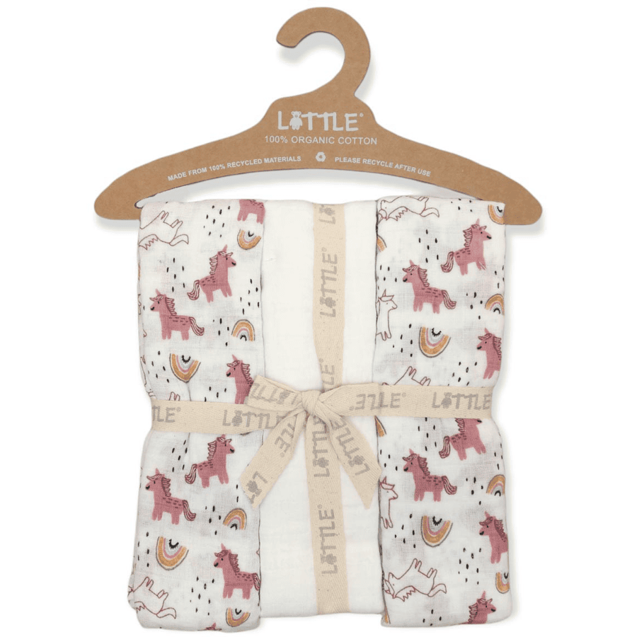 LITTLE Langes mousseline Rainbow Offwhite lot de 3