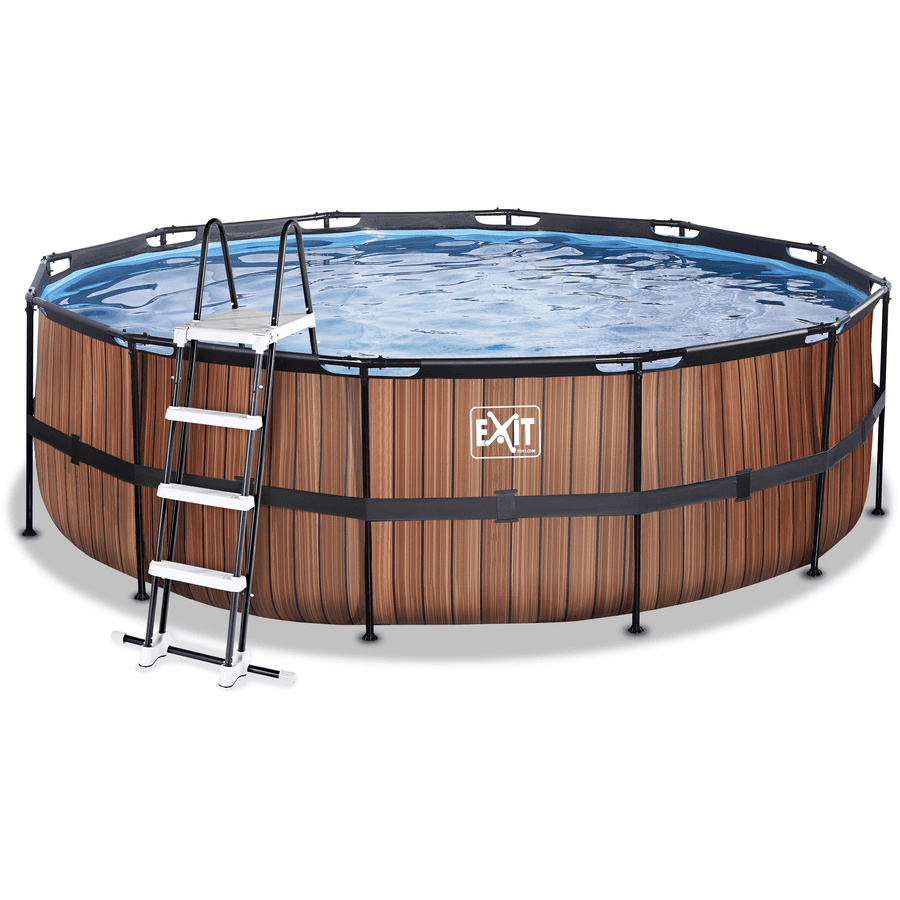 EXIT Wood Pool ø 450x122cm med filterpump brun 