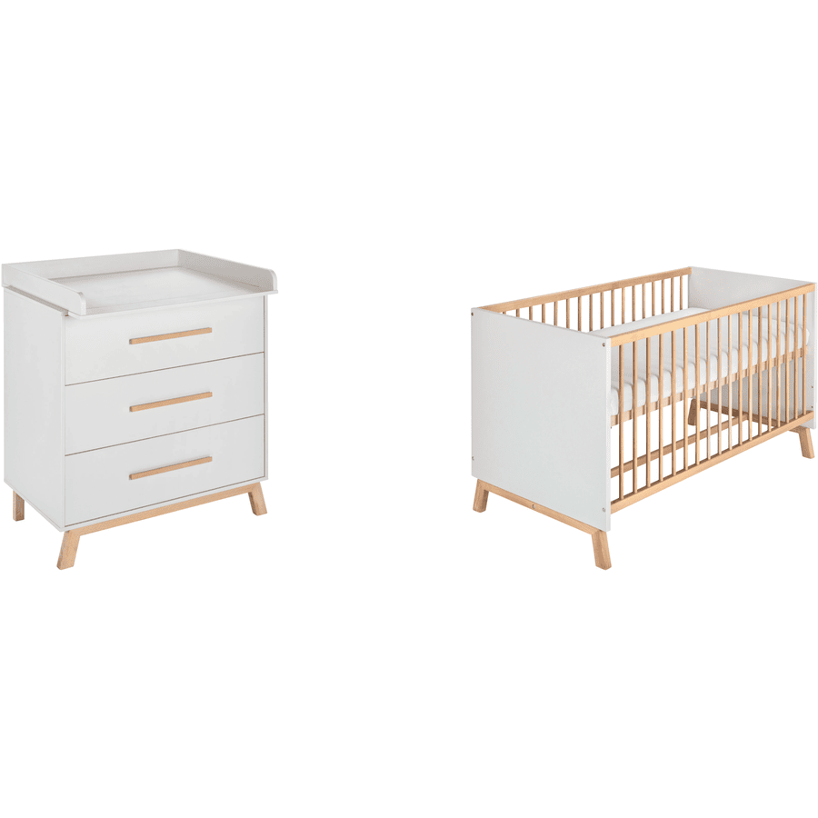 Schardt Chambre bébé duo lit commode Venice Grey bois 70x140 cm