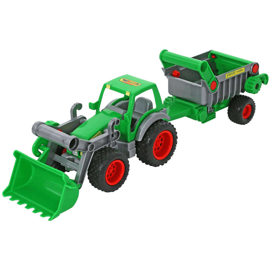 WADER QUALITY TOYS Farmer Technic - Tracteur enfant pelle avant, remorque