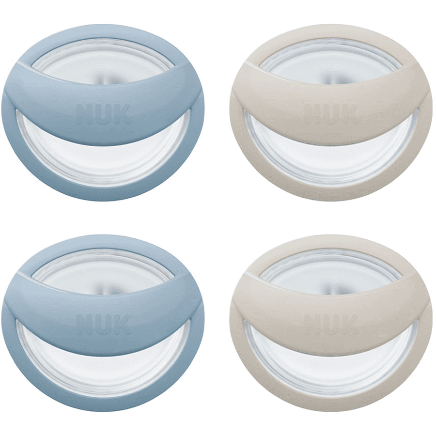 NUK Sucette MommyFeel, 0-9 mois bleu/gris lot de 4