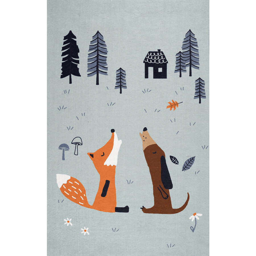 ScandicLiving Teppich Fuchs und Hund, grau 100x160 cm