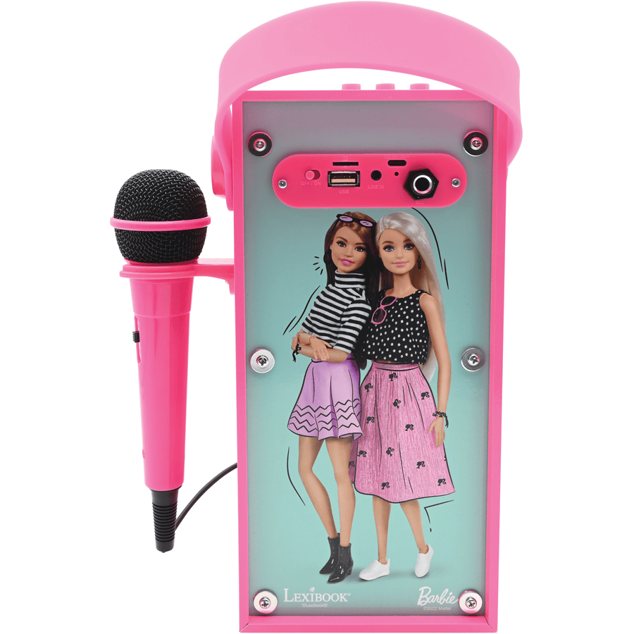 LEXIBOOK Barbie bärbar Bluetooth®-högtalare med mikrofon och fantastiska ljuseffekter