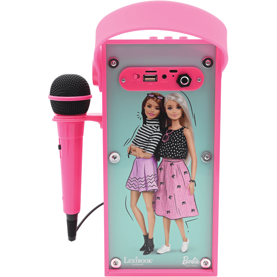 LEXIBOOK Barbie bærbar Bluetooth®-højttaler med mikrofon og flotte lyseffekter