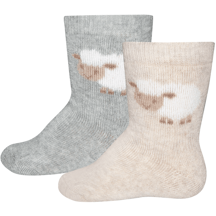 Ewers Chaussettes thermiques pack de 2 moutons gris/beige