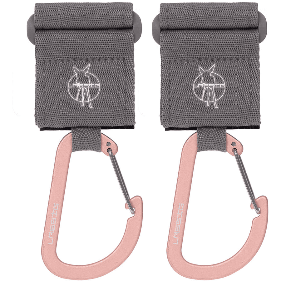 LÄSSIG Mousquetons pour poussette gris lot de 2