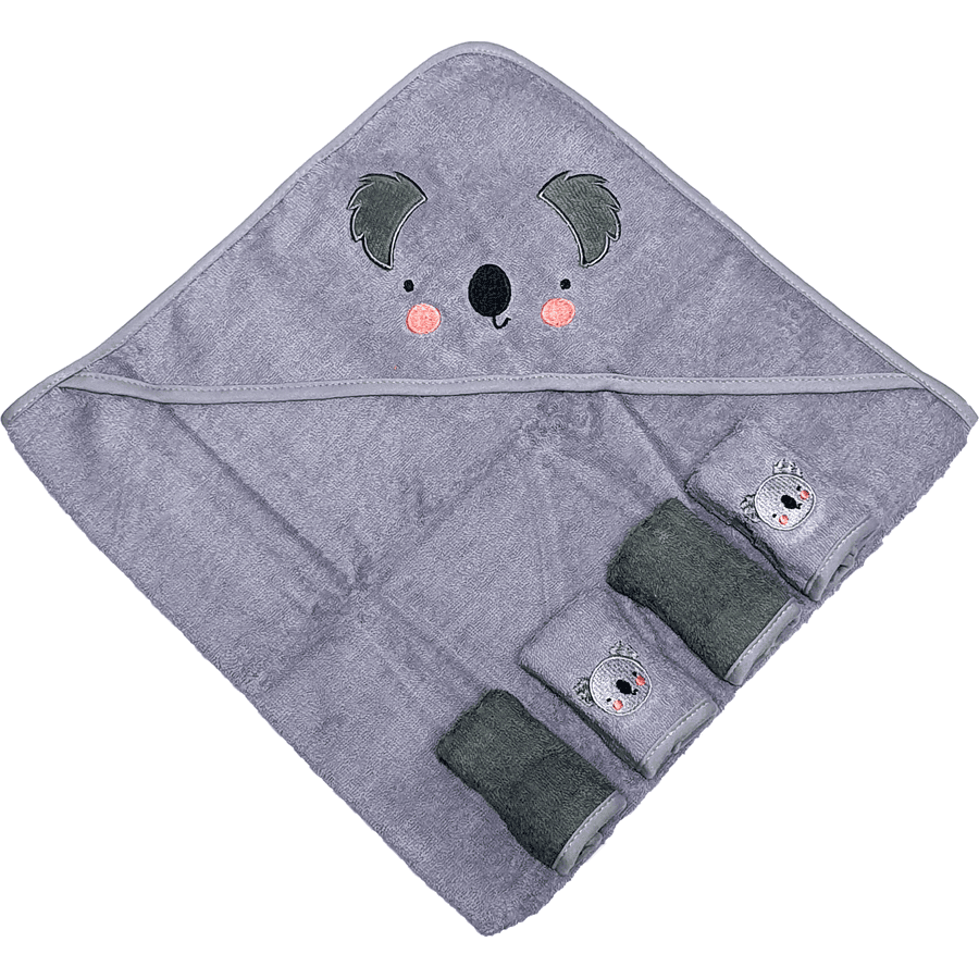Hütte Set regalo con Asciugamano con cappuccio, 5 pezzi, grigio 