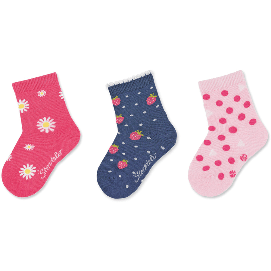 Sterntaler Baby-Söckchen 3er-Pack Erdbeeren pink