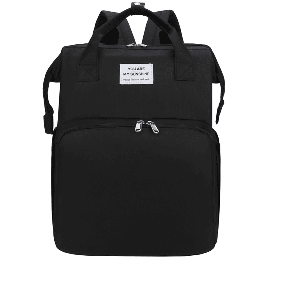 Stella Bag Sac à langer dos transformable lit Basic noir logo Sunshine 