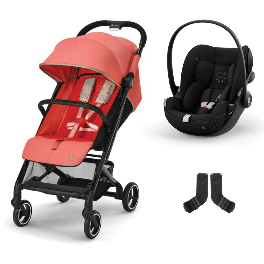 cybex GOLD Buggy Beezy Hibiscus Red inklusive Cloud G autostol i-Size Moon Black og Adapter 