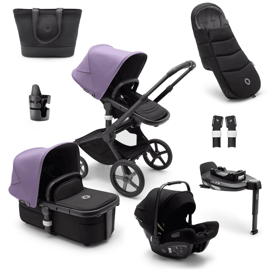 bugaboo Carrito de bebé combi Fox 5 Starter Set Black /Astro Purple 