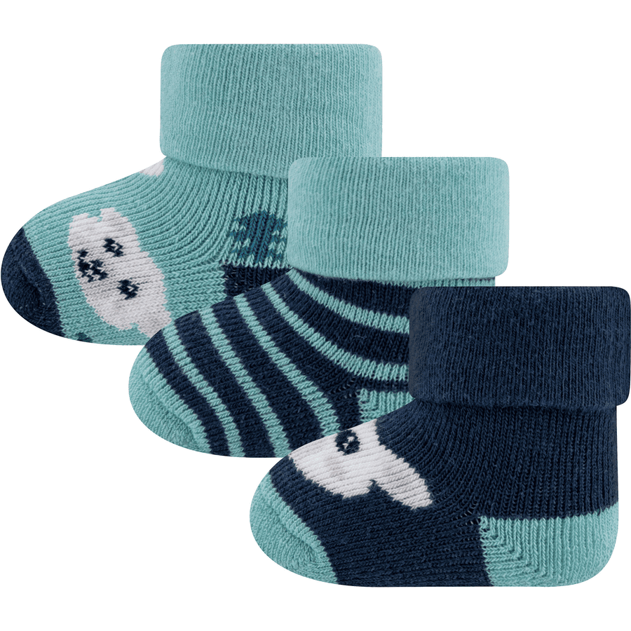 Ewers Skarpetki niemowlęce 3-pack bear blue 