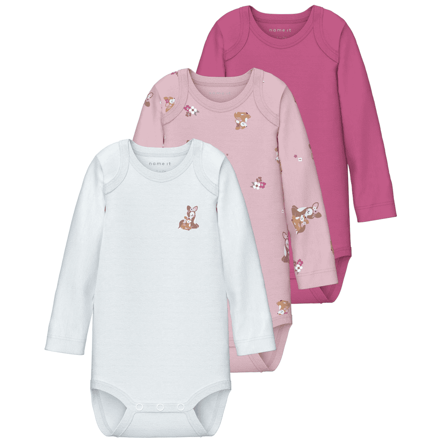 name it Langærmet body 3-pak Ibis Rose