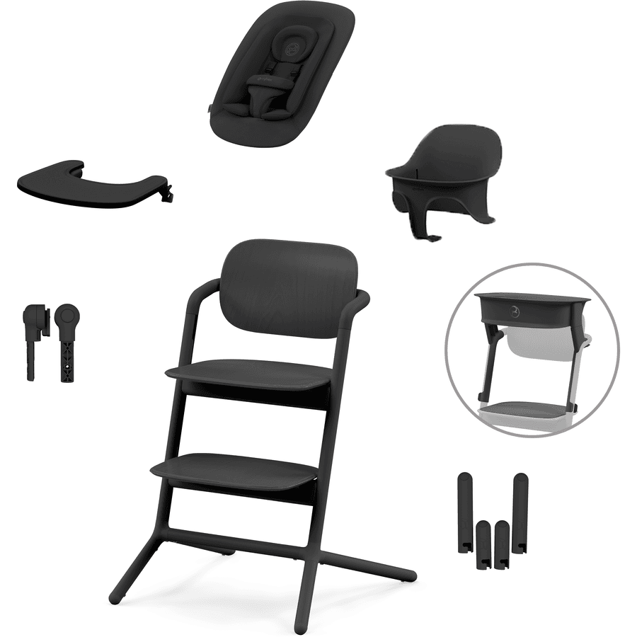 cybex GOLD Barnstol Lemo 4 i 1 Set Stunning Black inklusive Learning Tower