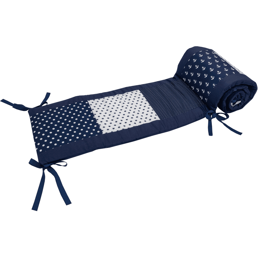 Ullenboom Tour de lit enfant à barreaux 140x70 cm patchwork ancre bleu 420 cm
