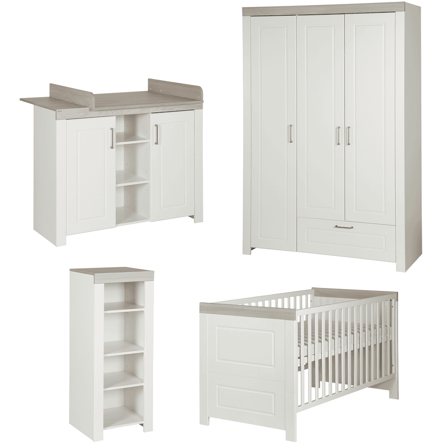 roba Chambre bébé trio lit commode armoire 3 portes Felix bibliothèque bois 70x140 cm