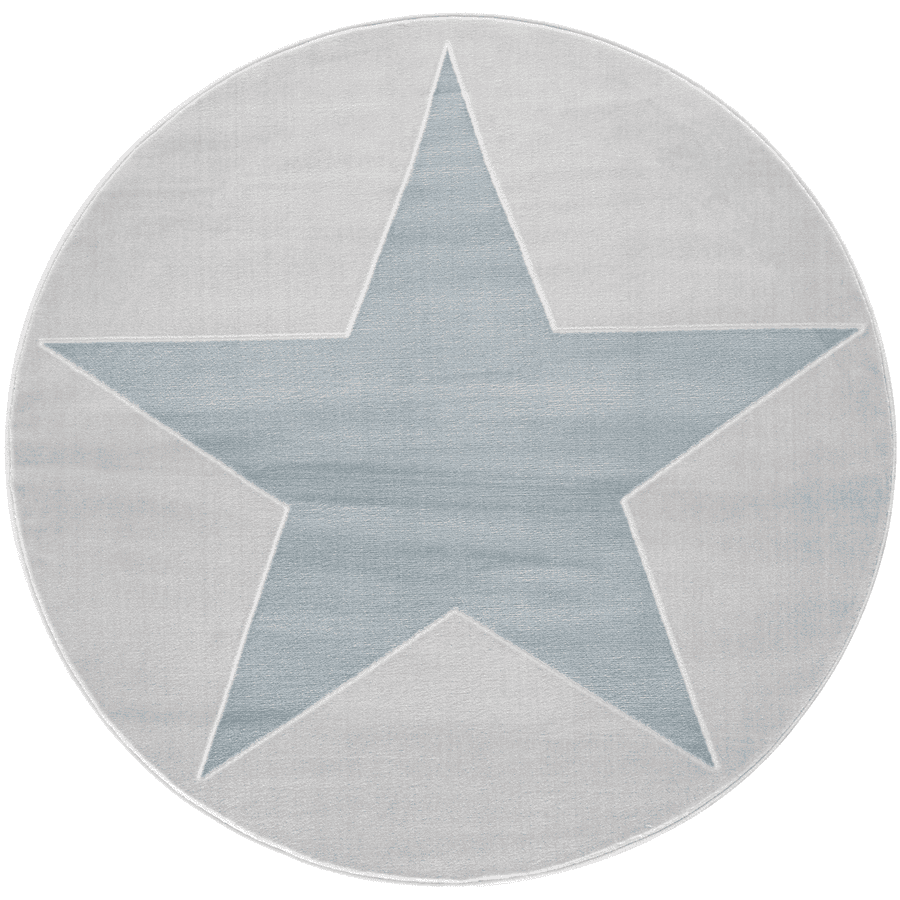 LIVONE tappeto da gioco e per bambini Happy Rugs Shootingstar rotondo, grigio-argento/blu 133 cm