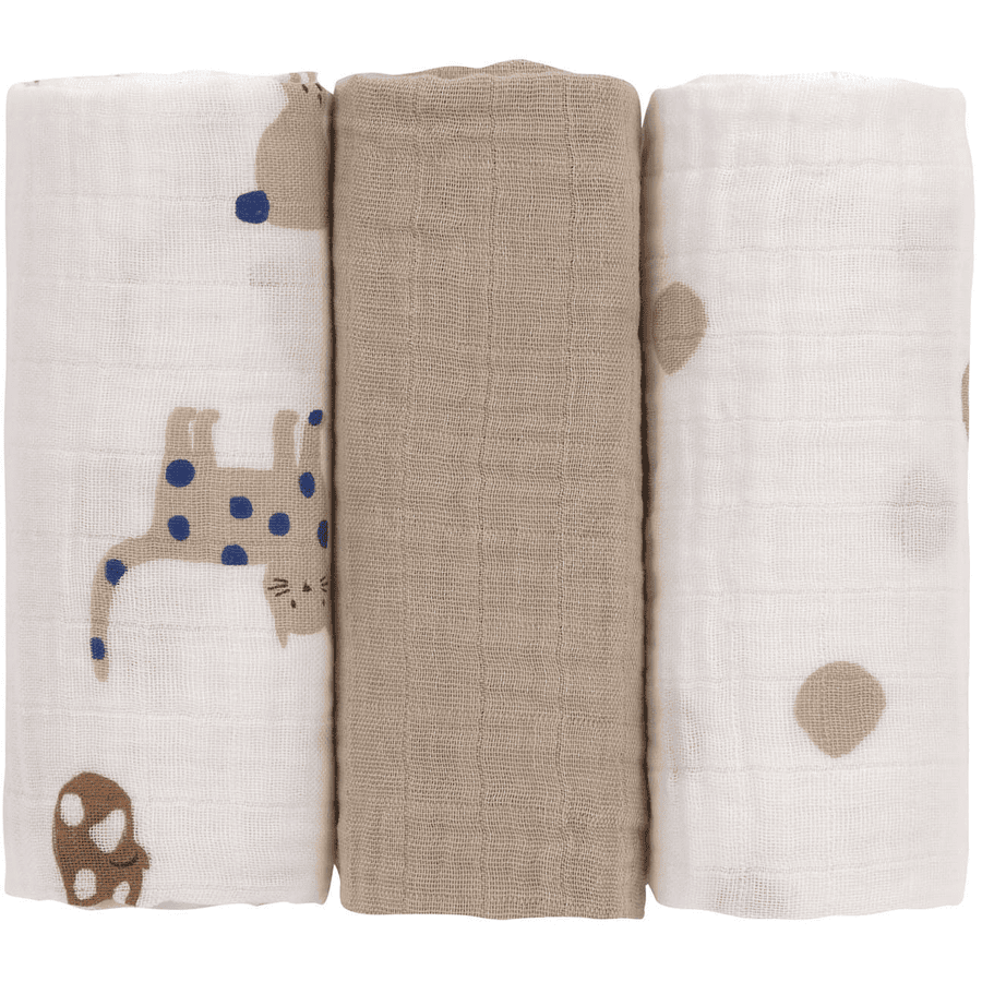 LÄSSIG Little Mousseline doeken M pak van 3 Mateys Koningsblauw 60 x 60 cm