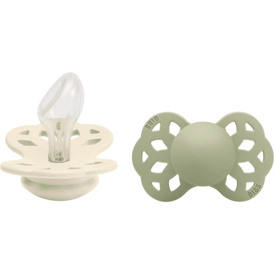 BIBS® Dudlík Infinity 6-18 měsíců Ivory &amp; Sage 2 ks.