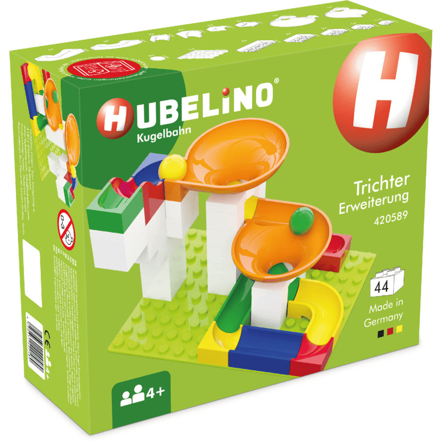 HUBELINO ® Pista de bolas extensión con embudo, 44 piezas