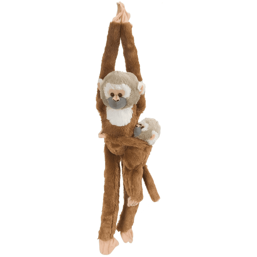 Wild Republic Blødt tøjdyr hængende Monkey med baby, 51 cm