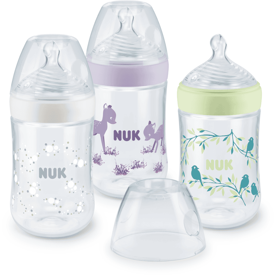 NUK Babyflaska Nature Sense Girl 3-pack, med temperatur Control , i lila 