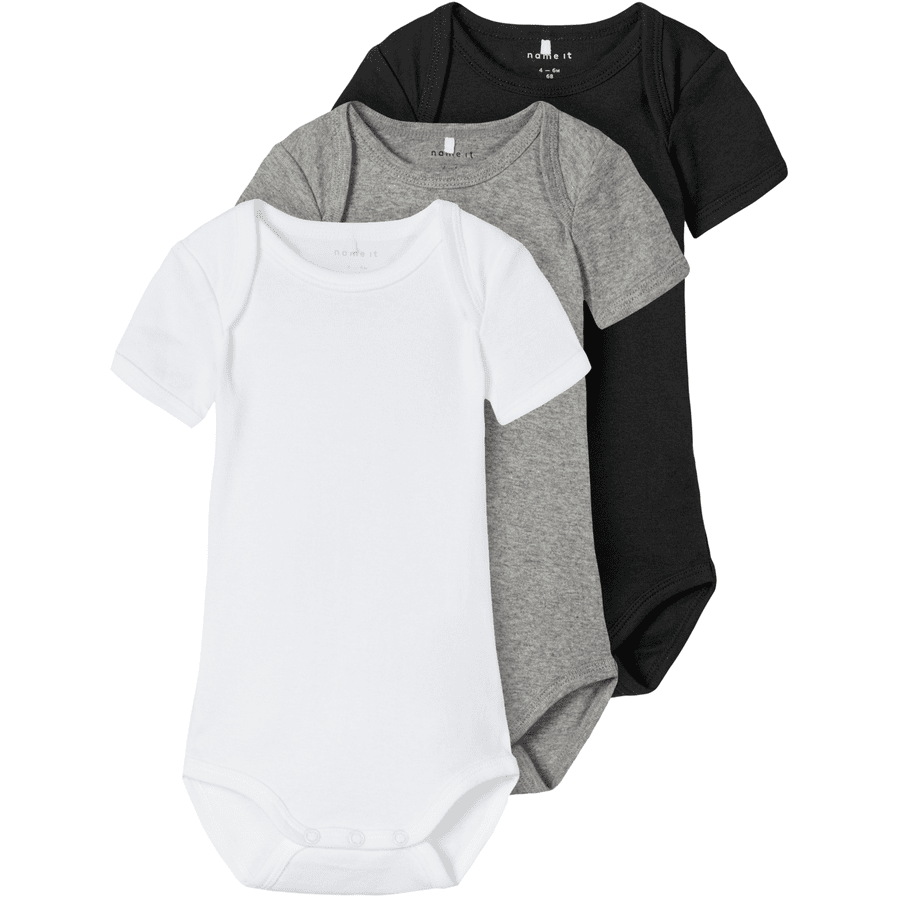 name it Body 3er Pack schwarz, weiß, grau 