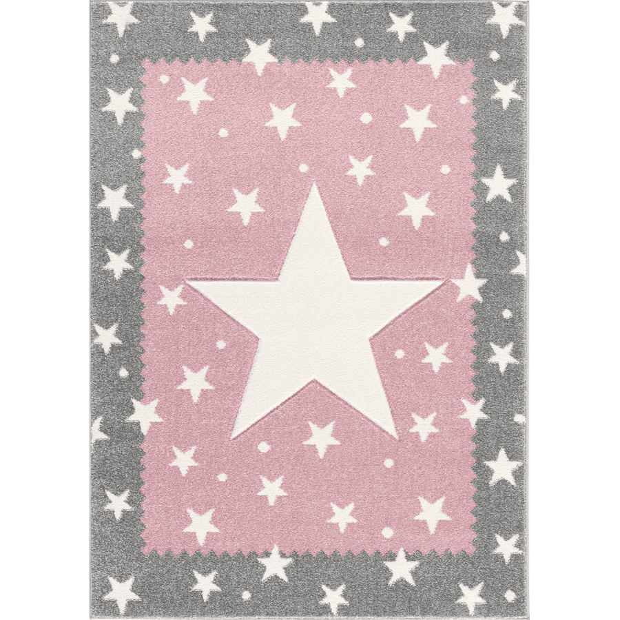 Alfombra de niños LIVONE Los niños aman las alfombras gris FANCY plateado/rosa 120x170cm