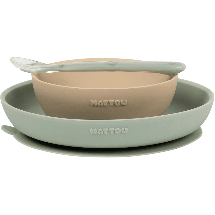 Nattou Eetset 3 stuks sand /Groen