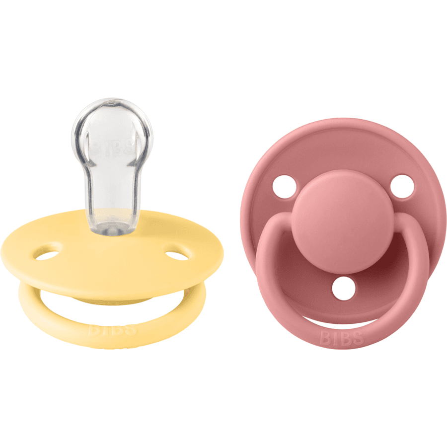 BIBS® Fopspeen De Lux Pale Butter &amp; Dusty Pink 0-36 maanden, 2 stuks.