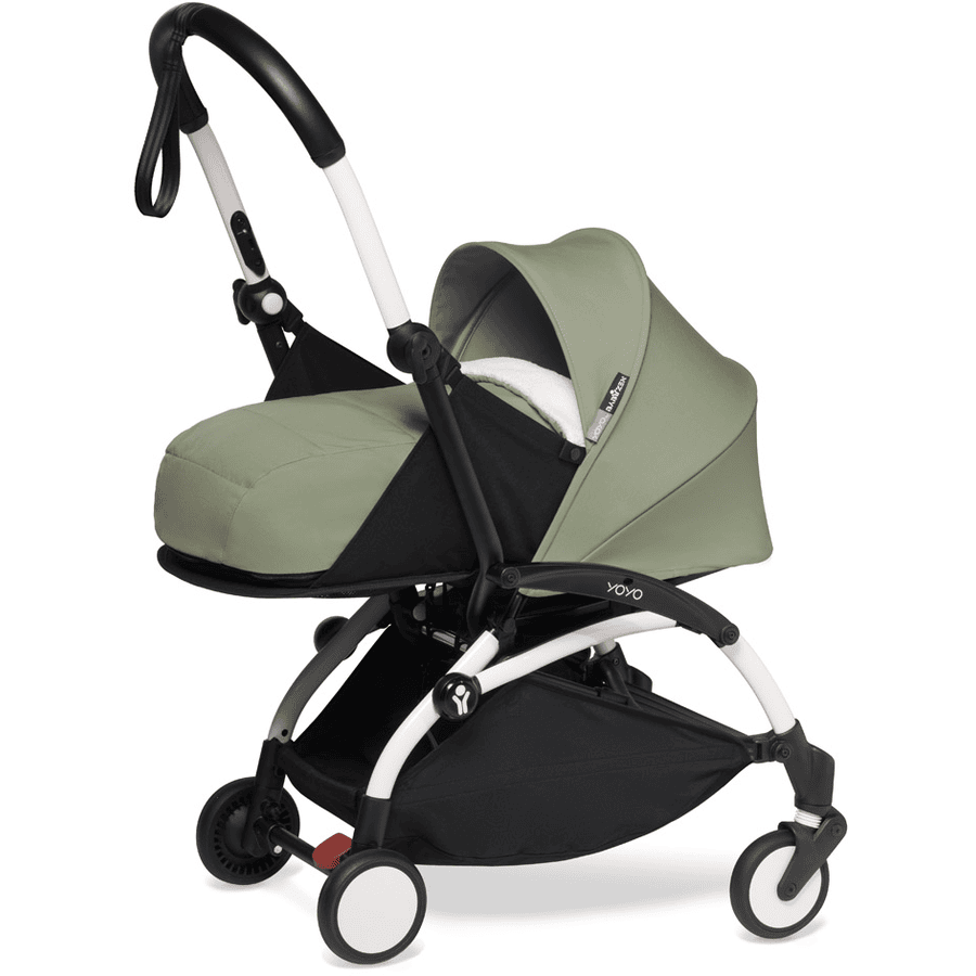 BABYZEN Kinderwagen YOYO2 0+ White mit Neugeborenenaufsatz Olive