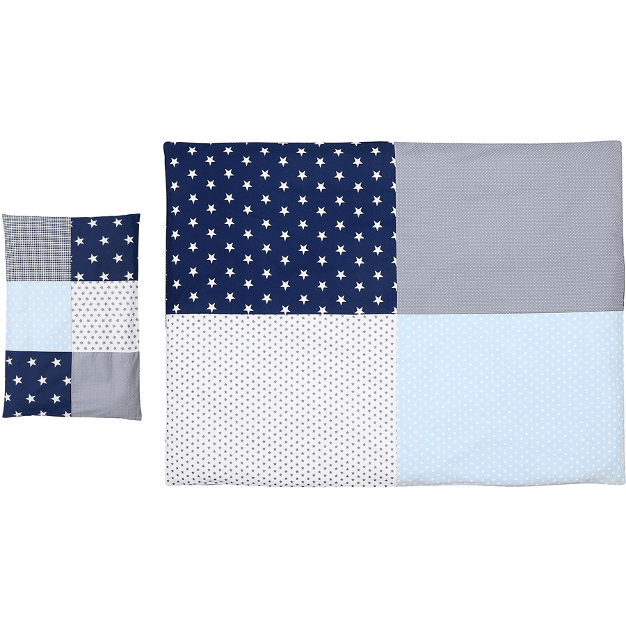 Ullenboom Conjunto de ropa de cama para niños Azul claro Gris 135 x 100 cm + 40 x 60 cm
 