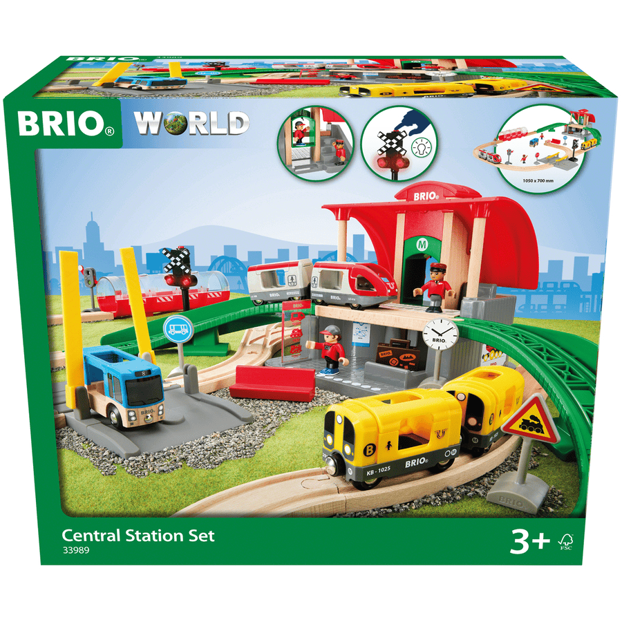 BRIO® WORLD Wooden Railway Large City Station Set