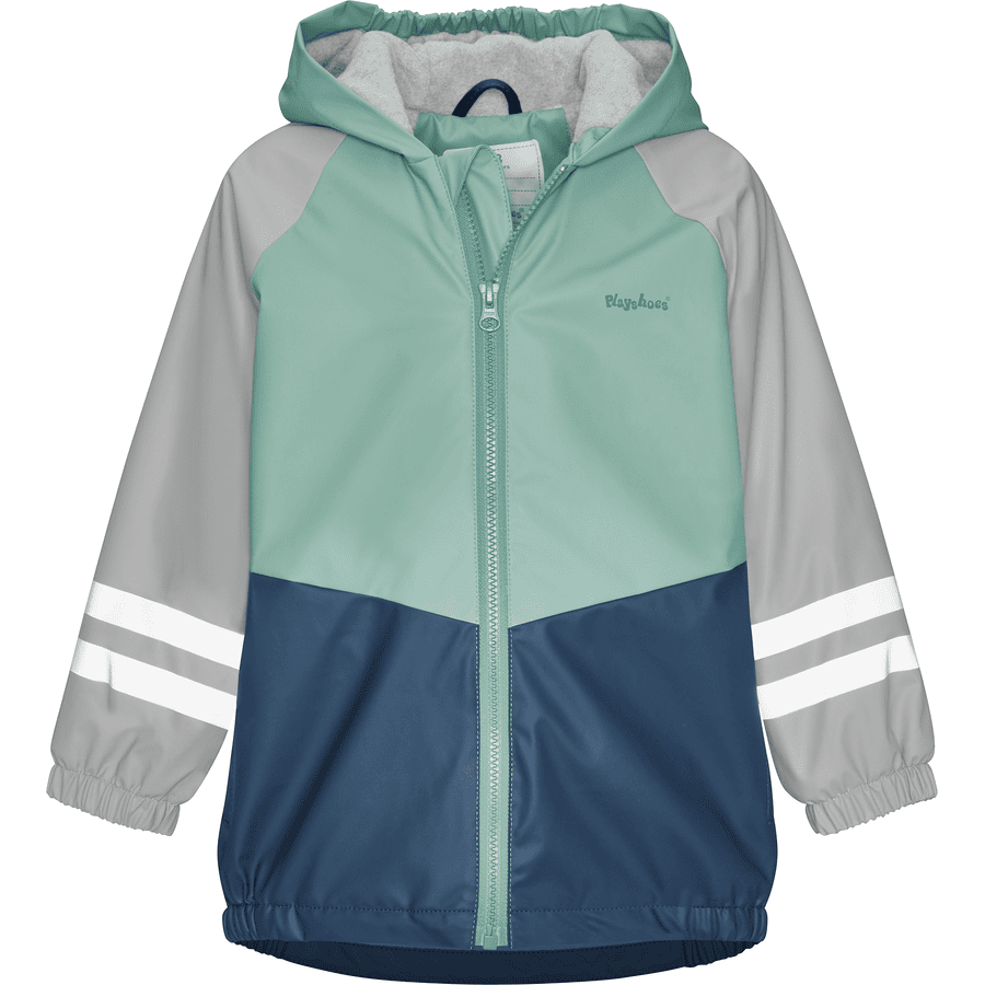 Playshoes Regenjacke mit Fleecefutter grün/grau