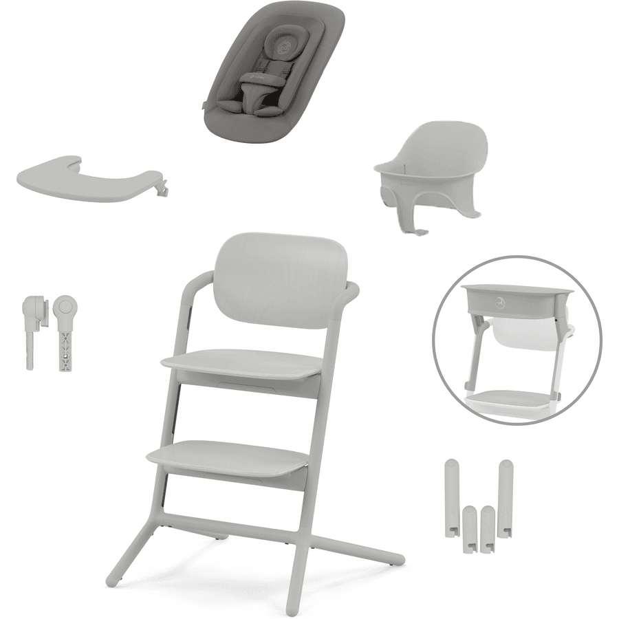 cybex GOLD Pack chaise haute enfant Lemo 4en1 Suede Grey tour d'apprentissage