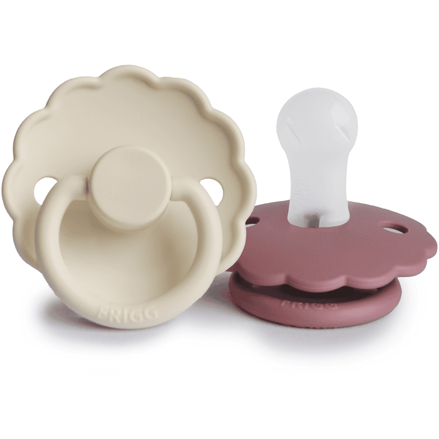 FRIGG Cream Dusty Daisy fopspeen van silicone / Roos 0-6 maanden