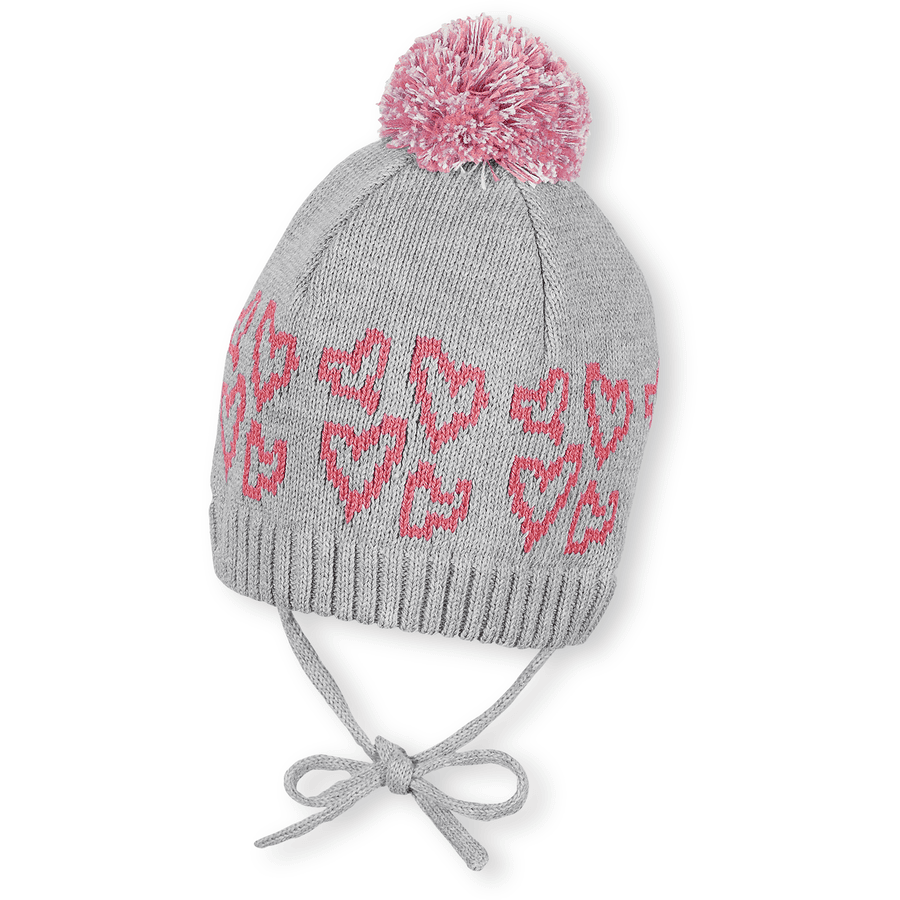 Sterntaler Girl Chapeau tricoté en maille coeur argent melange