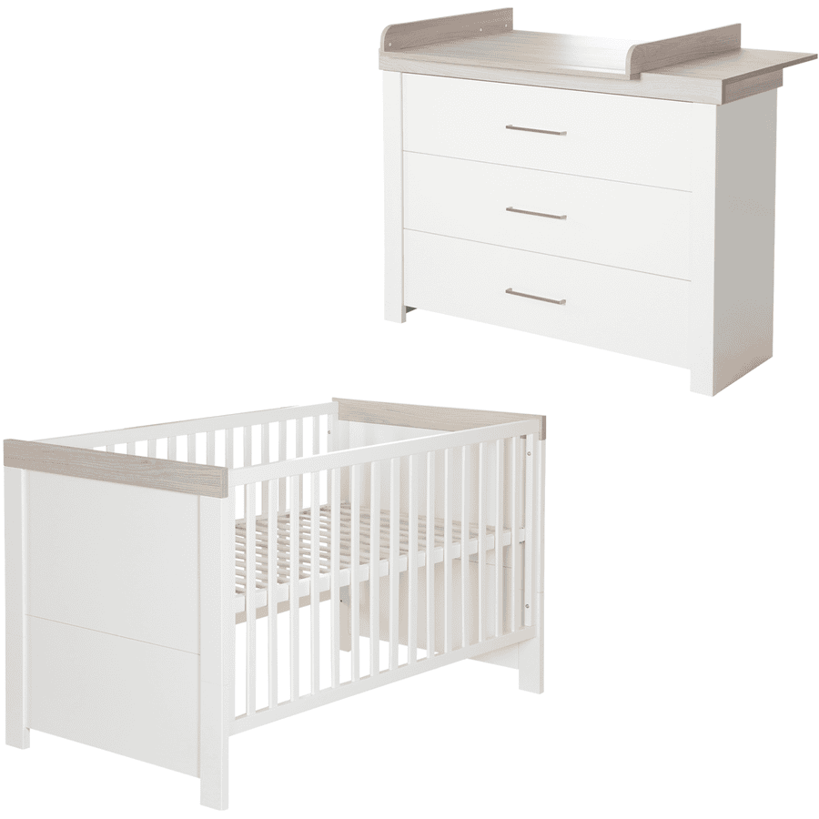 roba Chambre bébé duo lit commode Lucy bois 70x140 cm