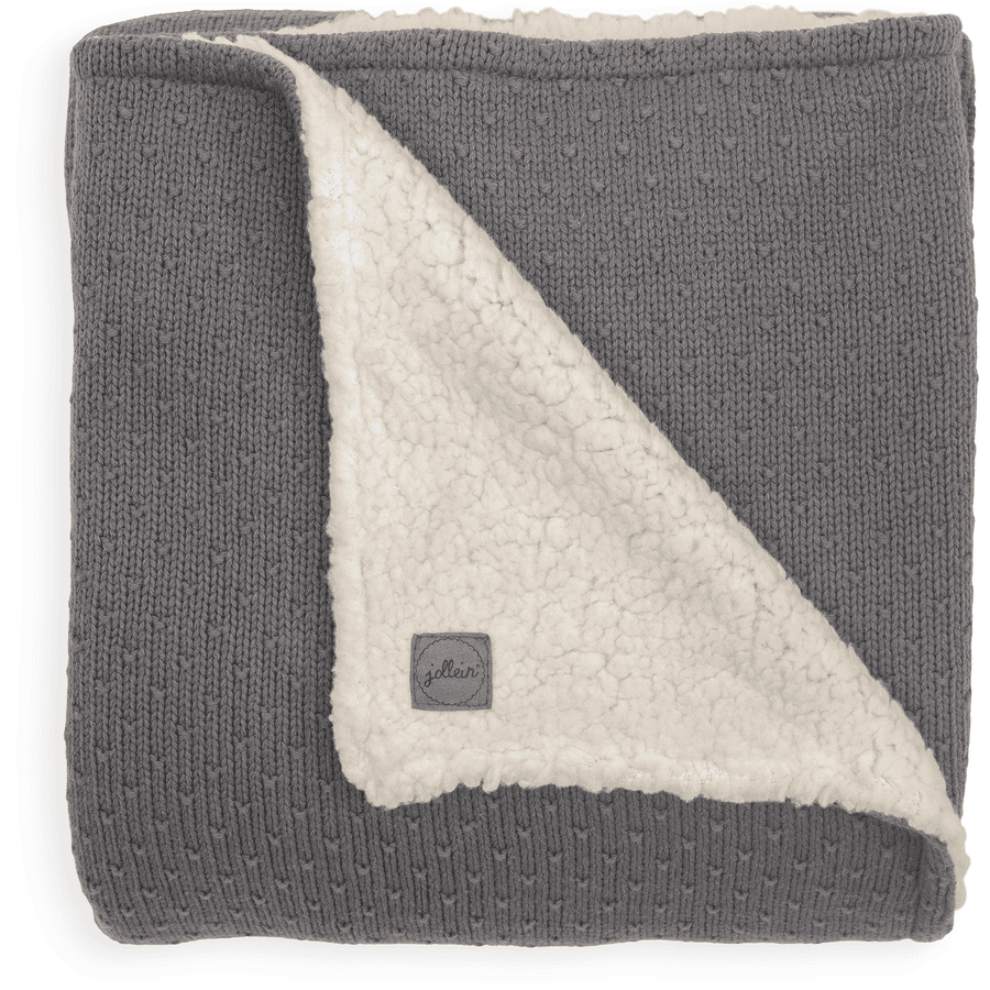 jollein Strickdecke Teddy Bliss storm grey 100 x 150 cm 