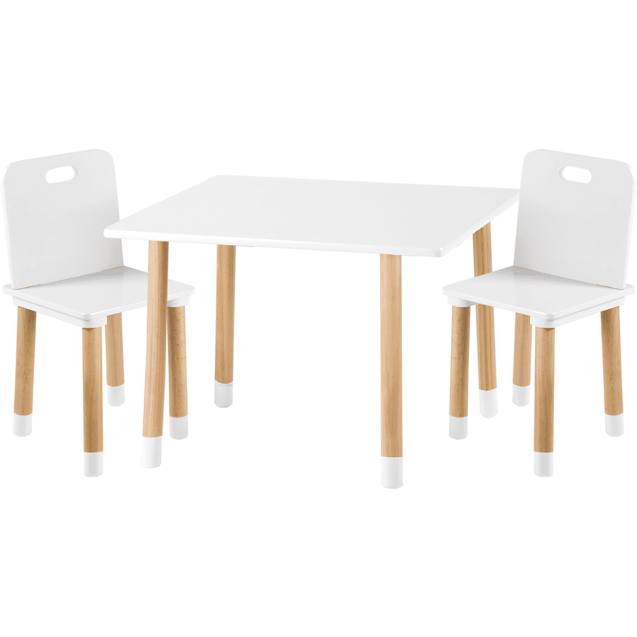 kindsgard Ensemble table et chaises enfant snakklig bois blanc 3 pièces