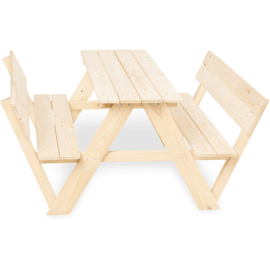 kindsgard Ensemble table bancs enfant snakknic dossier bois naturel