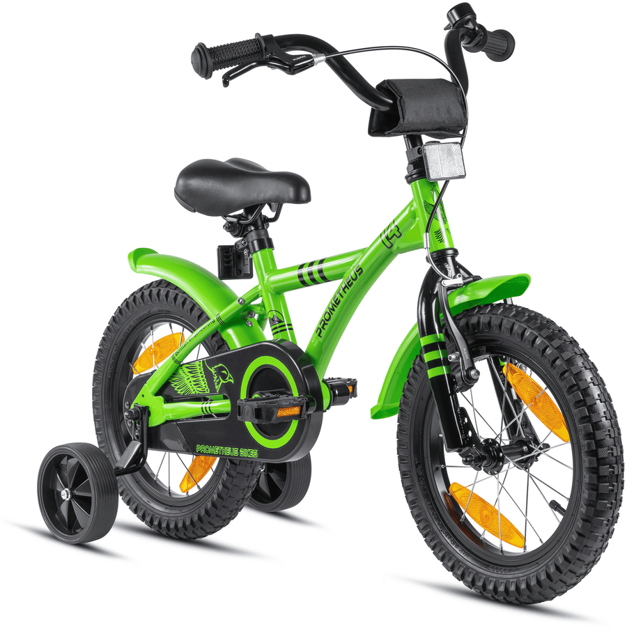 PROMETHEUS BICYCLES® Vélo enfant HAWK 14 pouces, vert/noir