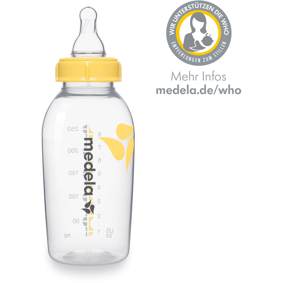 medela Äidinmaitopullo 250 ml tuttipullolla M Medium flow (keskivirtaus)