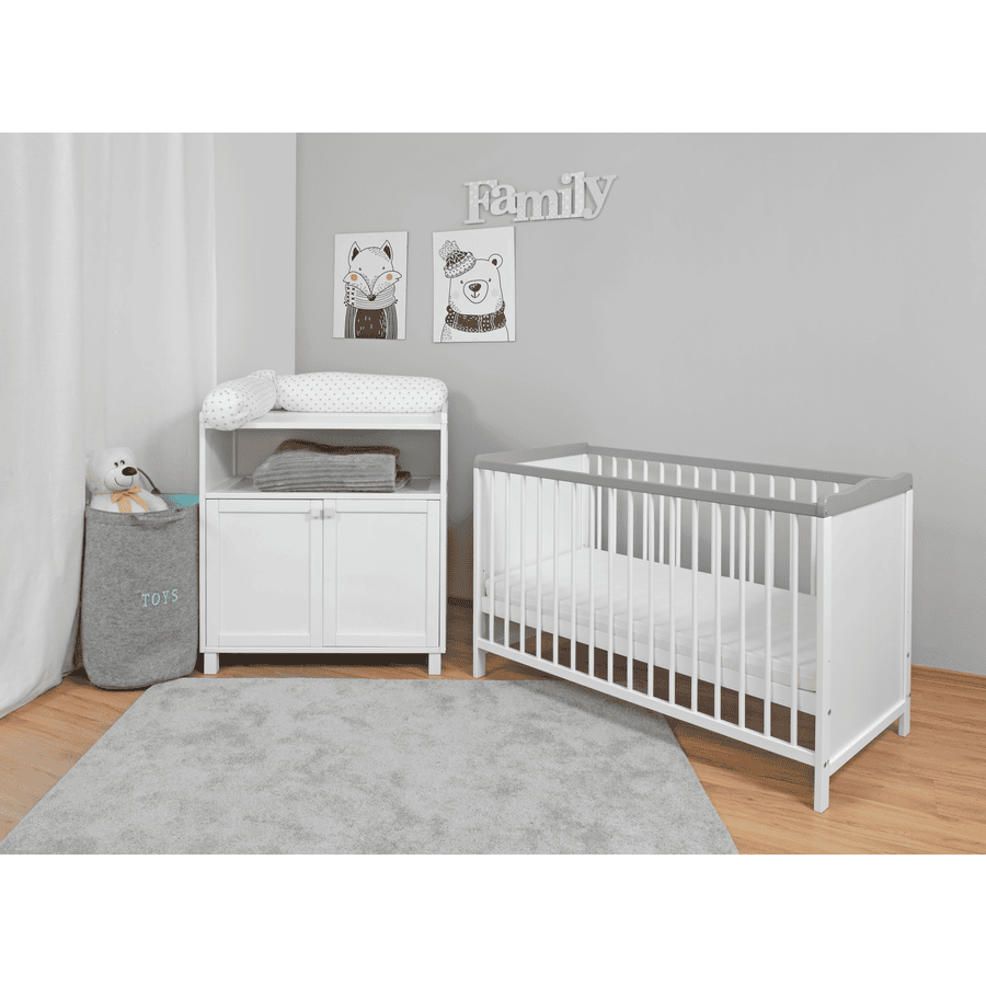 urra Set cameretta 2 pezzi, bianco/grigio 60 x 120 cm